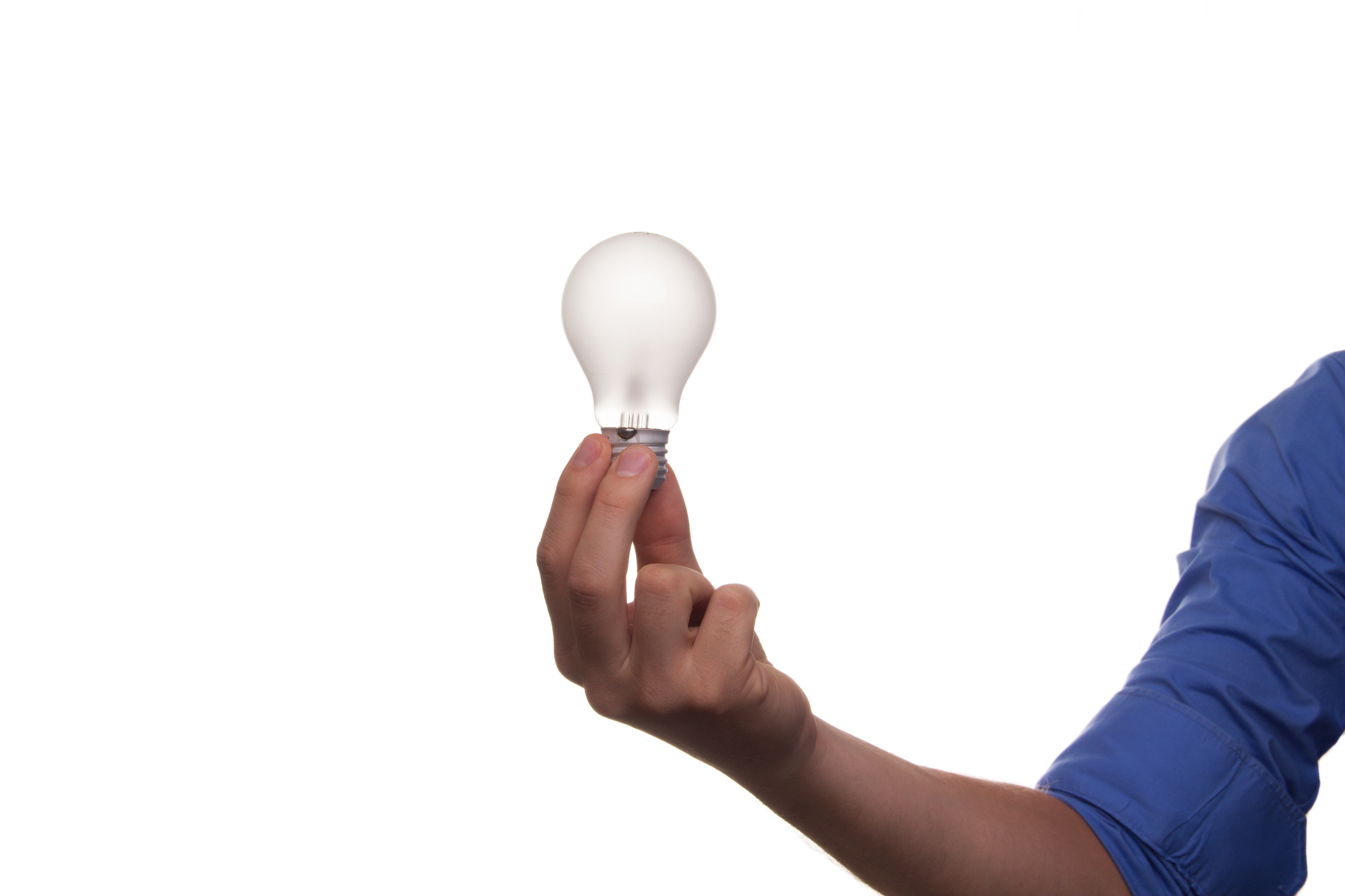 Man holding light bulb